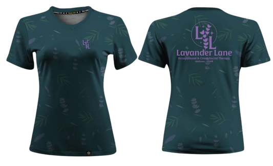 LAVENDER LANE - Women's Sublimated Round Neck Short Sleeve (Dark Teal)