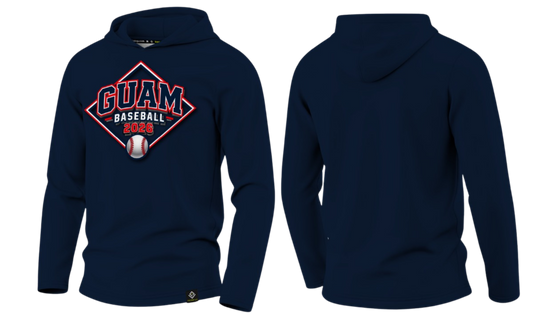 GUAM LITTLE LEAGUE Sublimated Men's Long Sleeve with Hood (Front Logo - Blue)