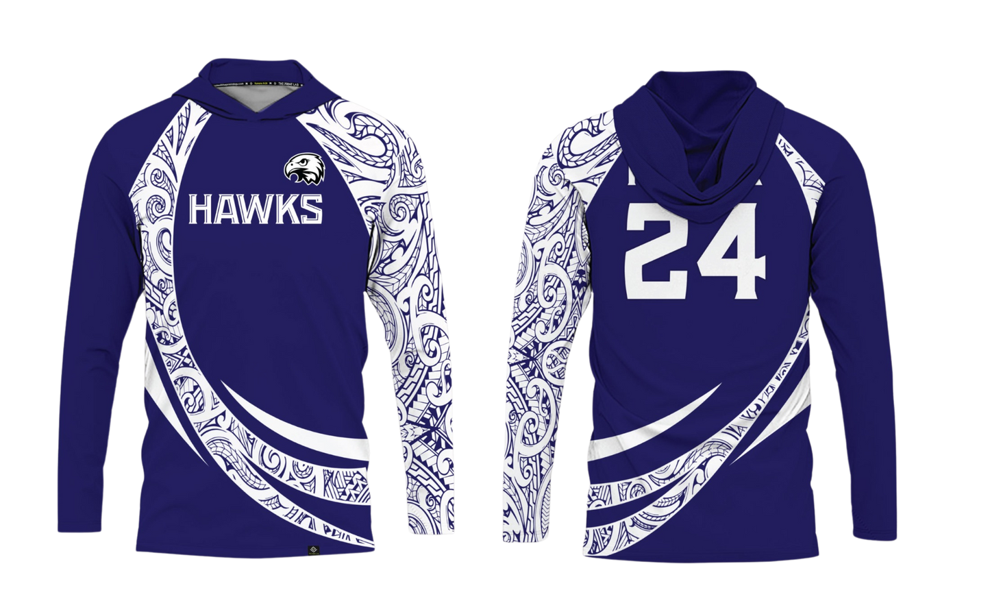 FBLG HAWKS RUGBY Sublimated Men's Long Sleeve with Hood