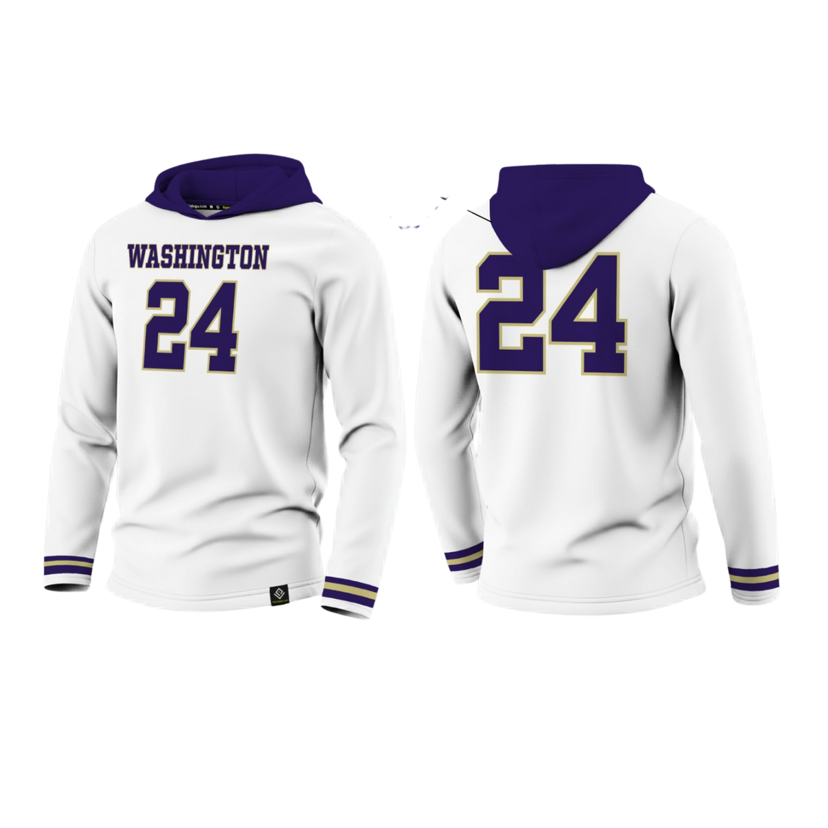 GW FOOTBALL Sublimated Men's Long Sleeve with Hood (White)