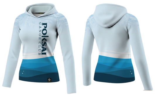 POKSAI CANOE Sublimated Women's Long Sleeve with Hood (Blue)