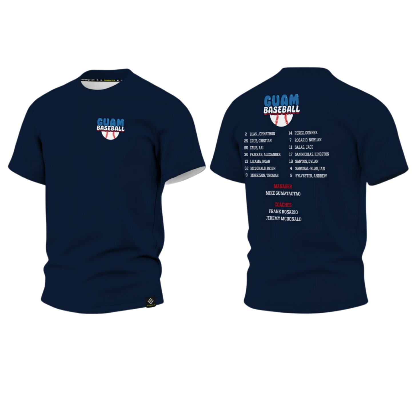 GUAM LITTLE LEAGUE 2026 Screen Print T-shirt (Navy Blue - With Names)