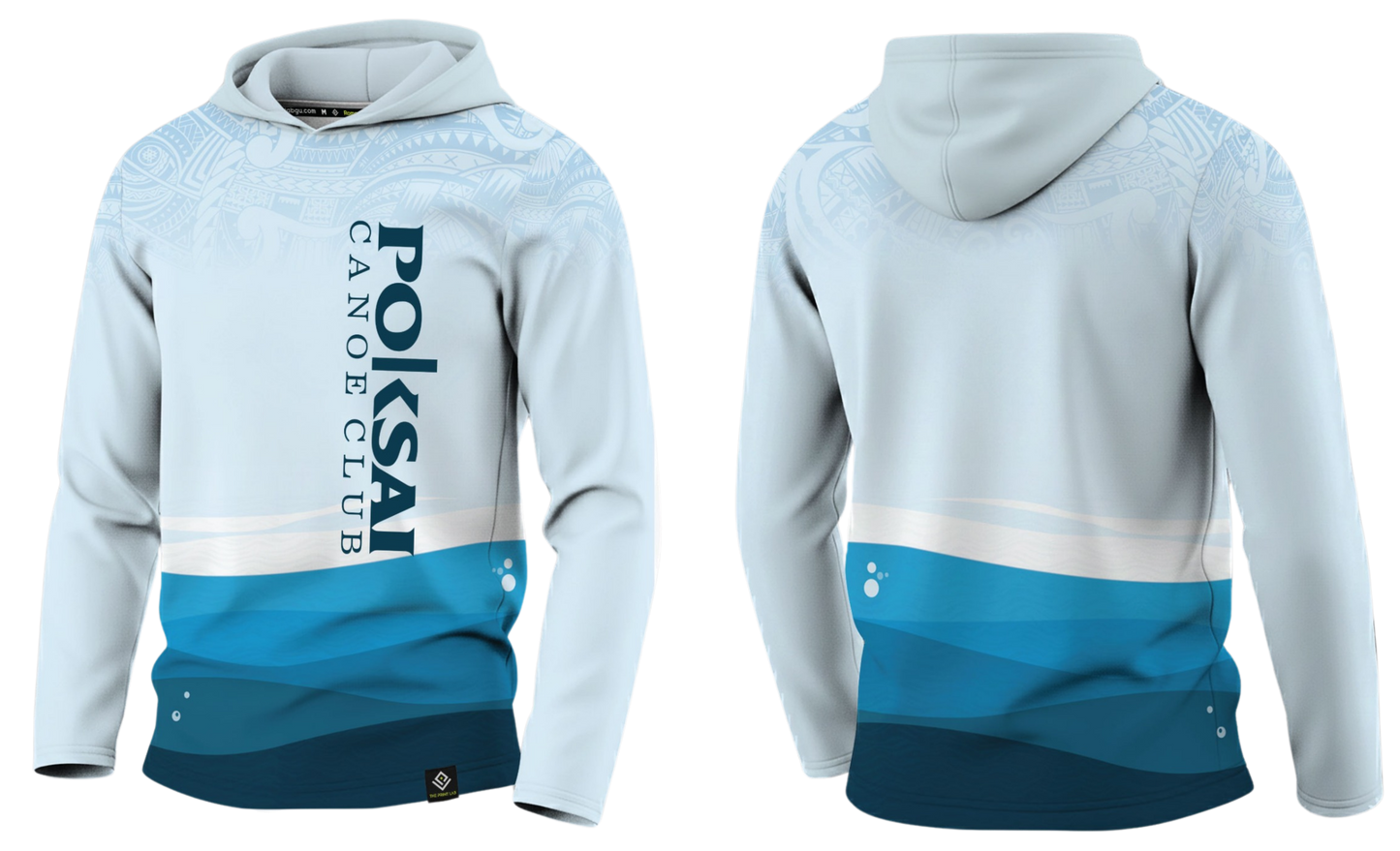 POKSAI CANOE Sublimated Men's Long Sleeve with Hood (Blue)