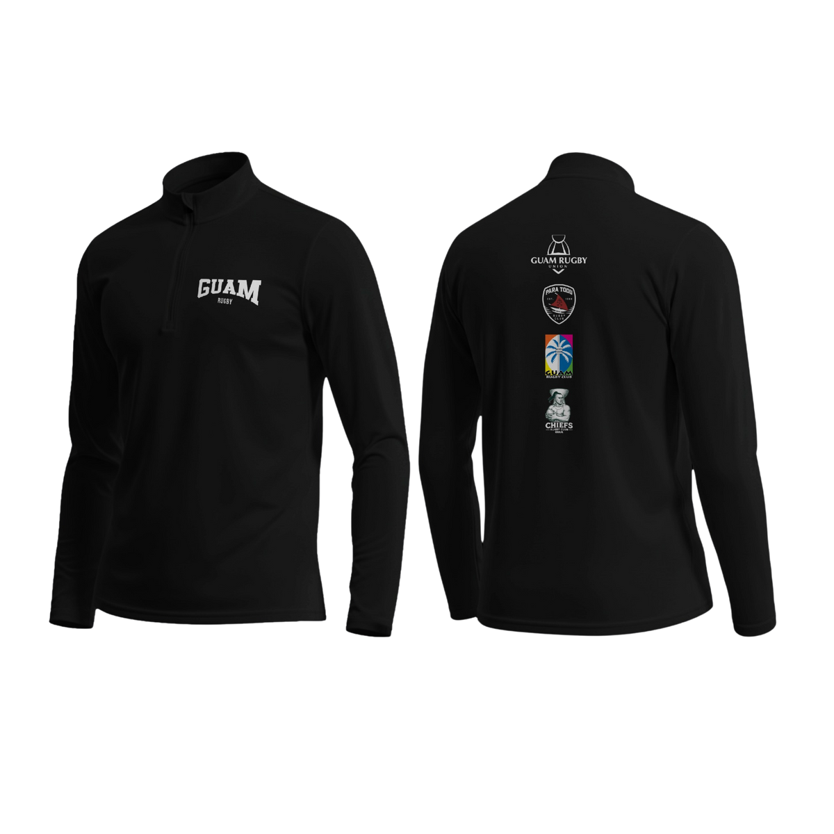 GUAM RUGBY Men's Quarter Zipper Long Sleeve (Black)