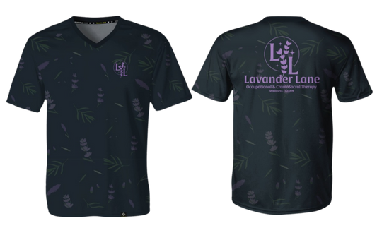 LAVENDER LANE - Men's Sublimated  V-Neck Short Sleeve (Blue-Gray)