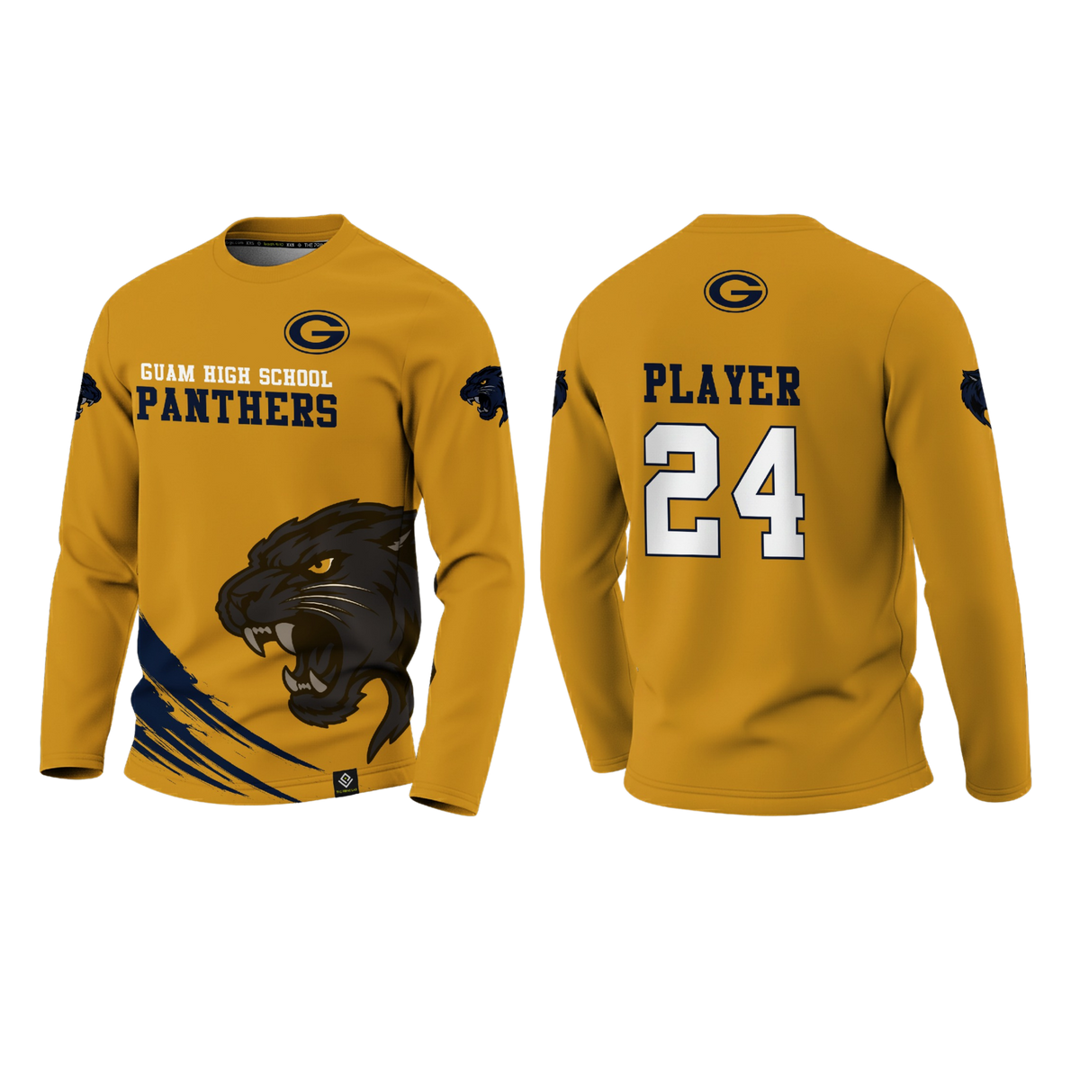 GUAM  HIGHSCHOOL FOOTBALL Sublimated Men's Long Sleeve with (Yellow)