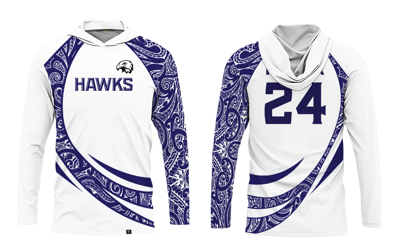FBLG HAWKS RUGBY Sublimated Men's Long Sleeve with Hood