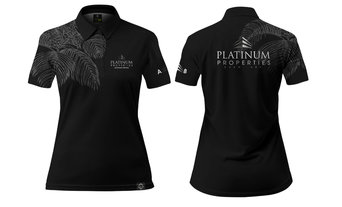 PLATINUM PROPERTIES Sublimated Women's Polo Shirt - AB (Coconut Leaves Design)