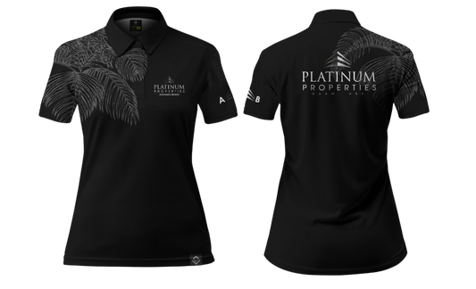 PLATINUM PROPERTIES Sublimated Women's Polo Shirt - AB (Coconut Leaves Design)