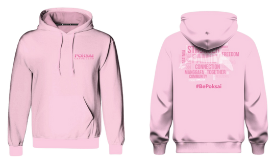 POKSAI CANOE Screen Print Cotton Pullover Hoodie (Pink)