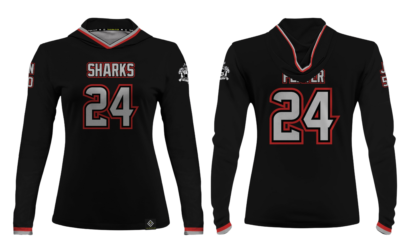 SIMON SANCHEZ FOOTBALL Sublimated Women's Long Sleeve with Hood