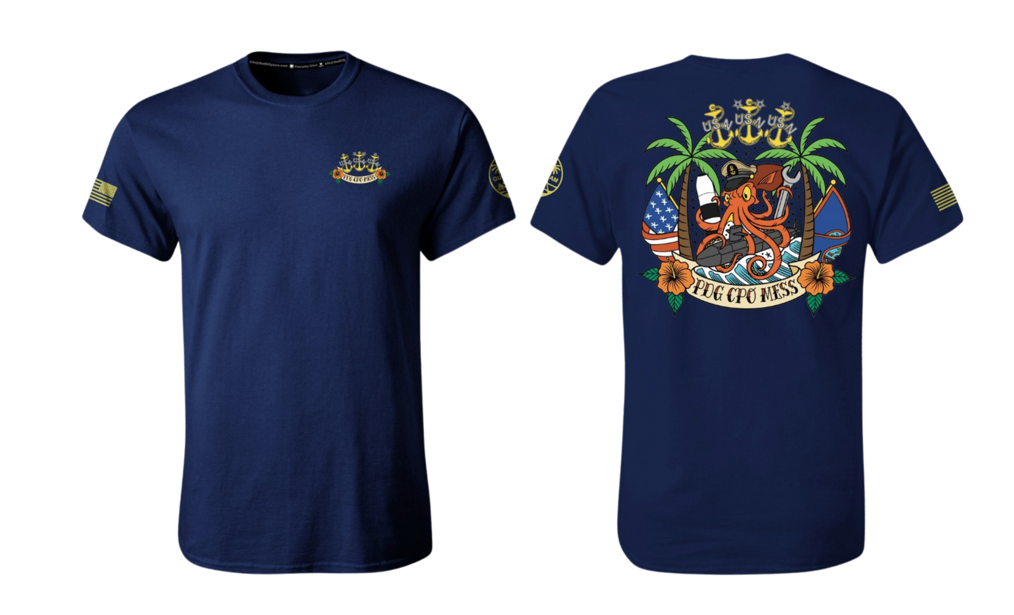 USN PDG CPO MESS Screenprint Men's Cotton T-shirt (Blue)