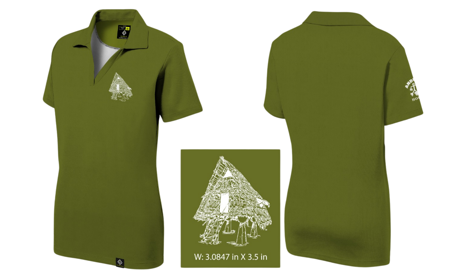 ANDERSEN FAMILY HOUSING Sublimated Women's V-neck Polo (Olive Green)