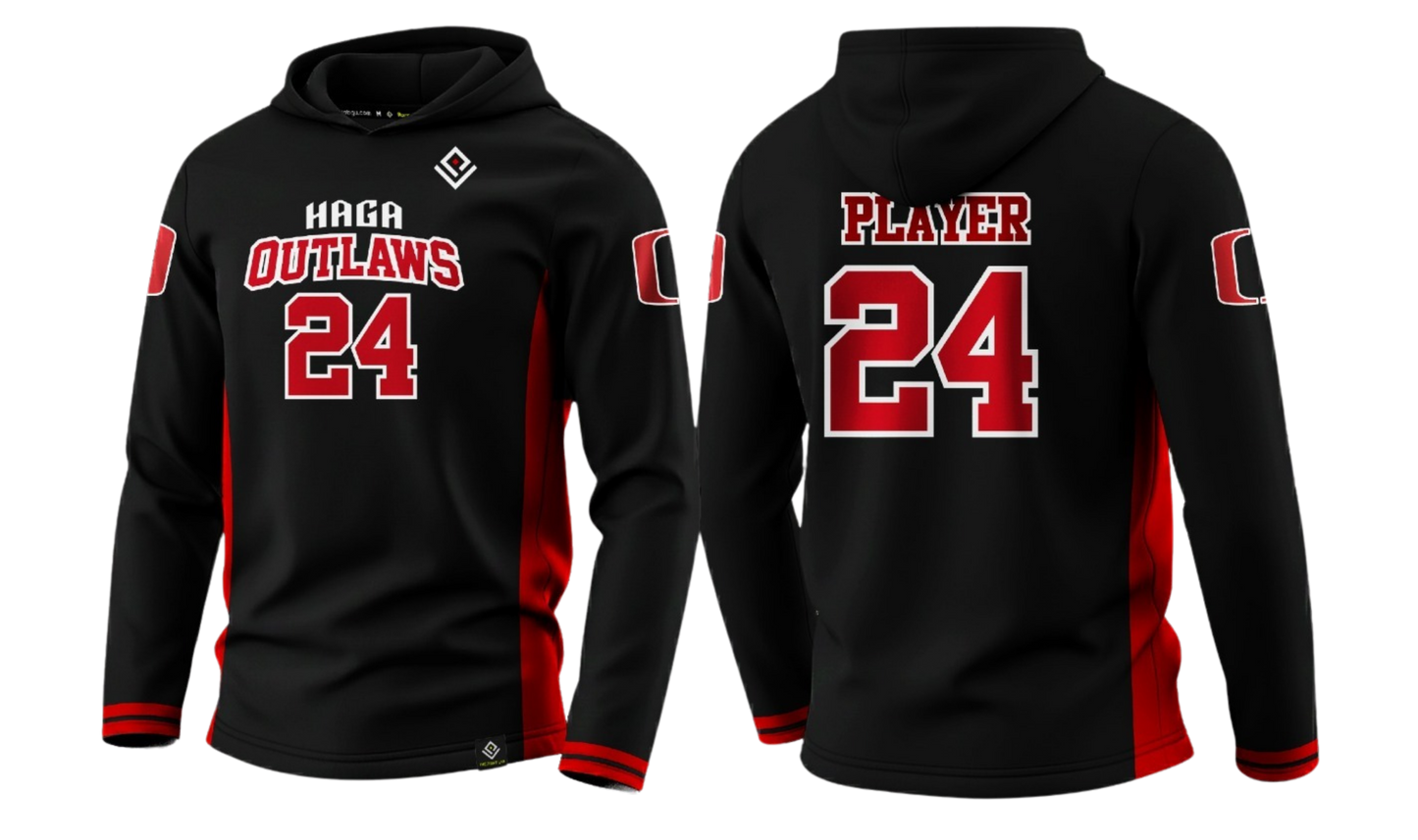 HAGA OUTLAWS Sublimated Men's Long Sleeve with Hood (Black)