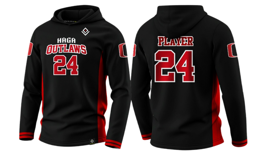 HAGA OUTLAWS Sublimated Men's Long Sleeve with Hood (Black)