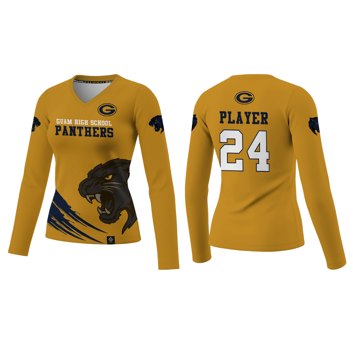 GUAM  HIGHSCHOOL FOOTBALL Sublimated Women's Long Sleeve (Yellow)