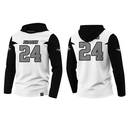 SIMON SANCHEZ FOOTBALL Sublimated Men's Long Sleeve with Hood (Black & White)
