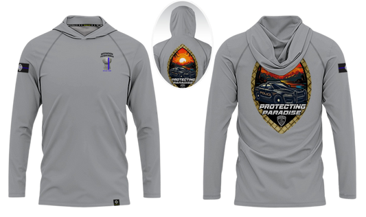 GUAM POLICE DEPARTMENT Sublimated Long Sleeve Raglan with Hood (Gray)
