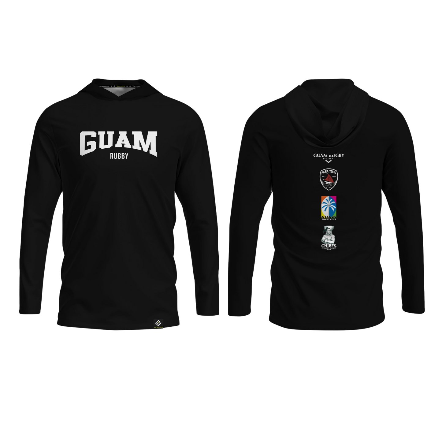 GUAM RUGBY Men's Long Sleeve with Hood (Black)