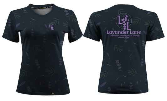LAVENDER LANE - Women's Sublimated Round Neck Short Sleeve (Blue-Gray)