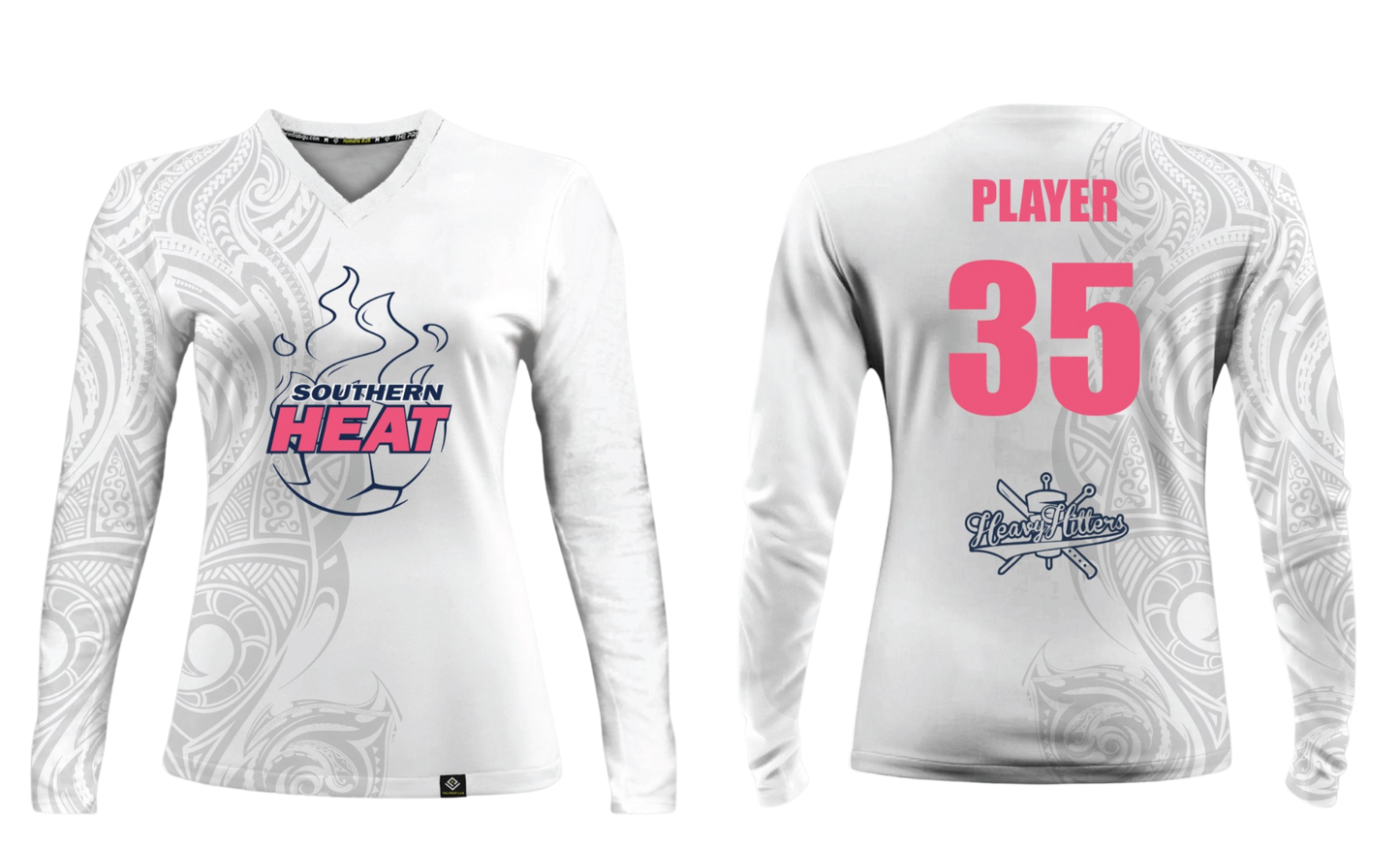 SOUTHERN HEAT SOCCER Sublimated Women's Long Sleeve (White - Pink)