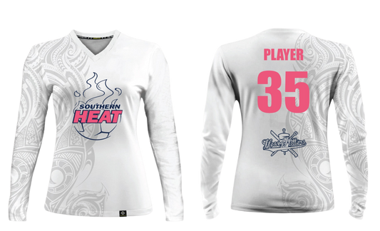 SOUTHERN HEAT SOCCER Sublimated Women's Long Sleeve (White - Pink)