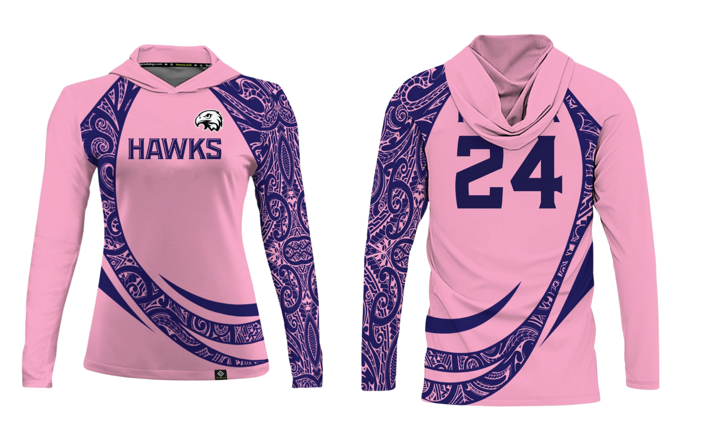 FBLG HAWKS RUGBY Sublimated Women's Long Sleeve with Hood