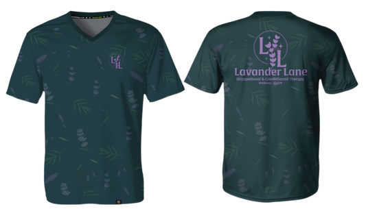 LAVENDER LANE - Men's Sublimated V-Neck Short Sleeve (Dark Teal)