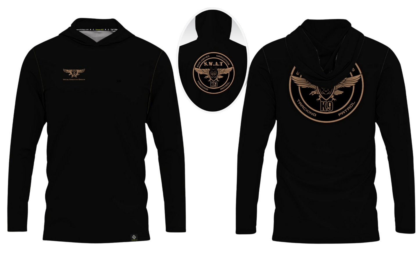 GUAM POLICE DEPT. Sublimated Men's Long Sleeve with Hood (SWAT-K9)