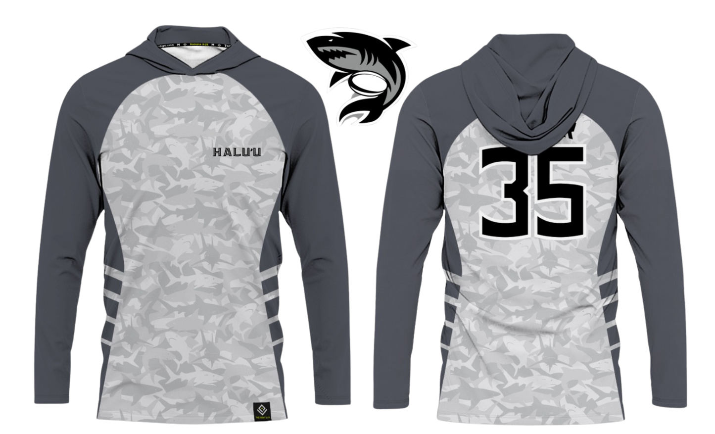 HALU'LU - SSHS RUGBY Sublimated Men's Long Sleeve with Hood (Gray)