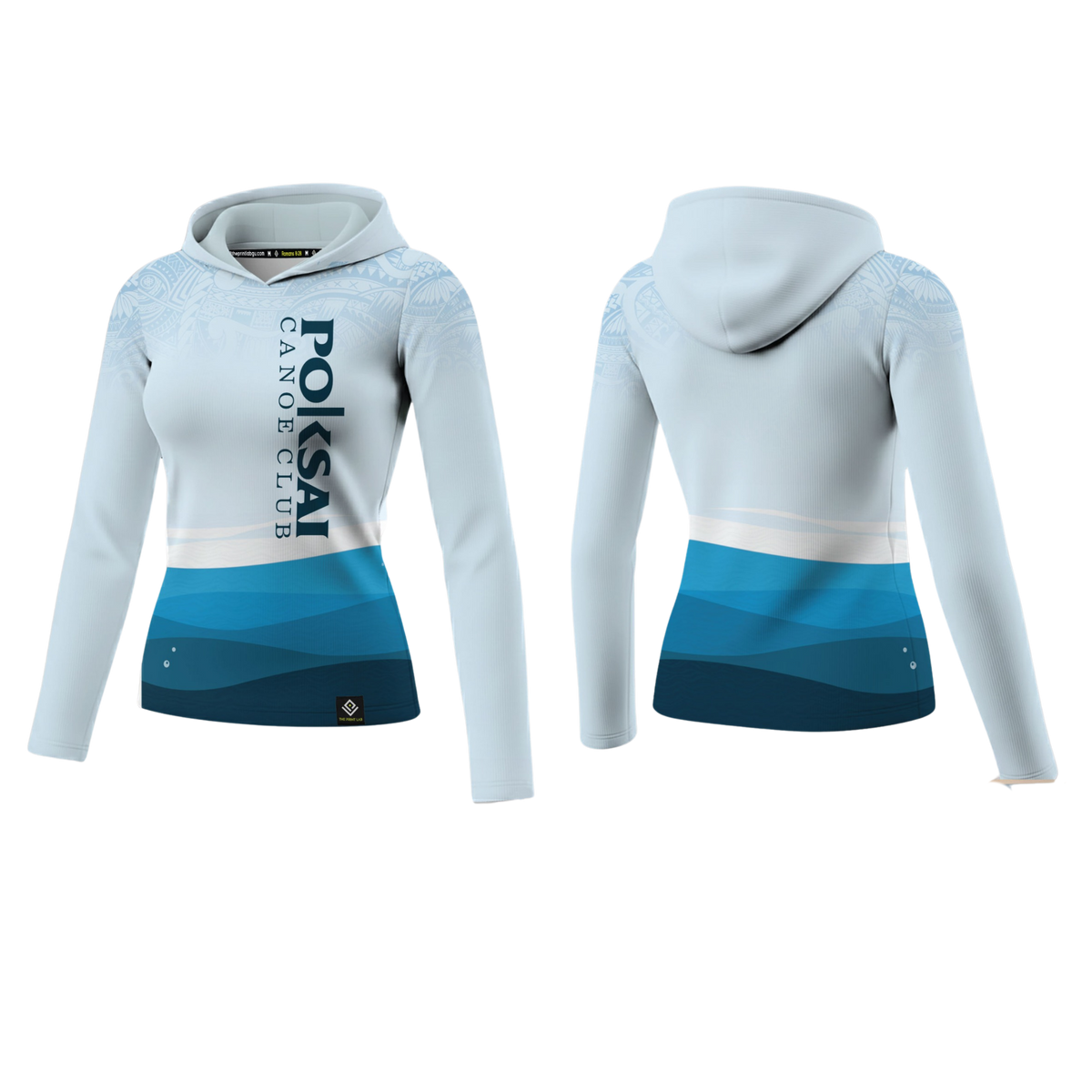 POKSAI CANOE Sublimated Women's Long Sleeve with Hood (Blue)