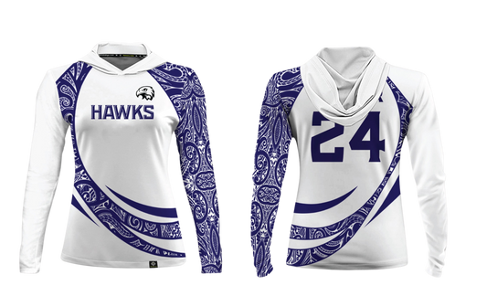 FBLG HAWKS RUGBY Sublimated Women's Long Sleeve with Hood