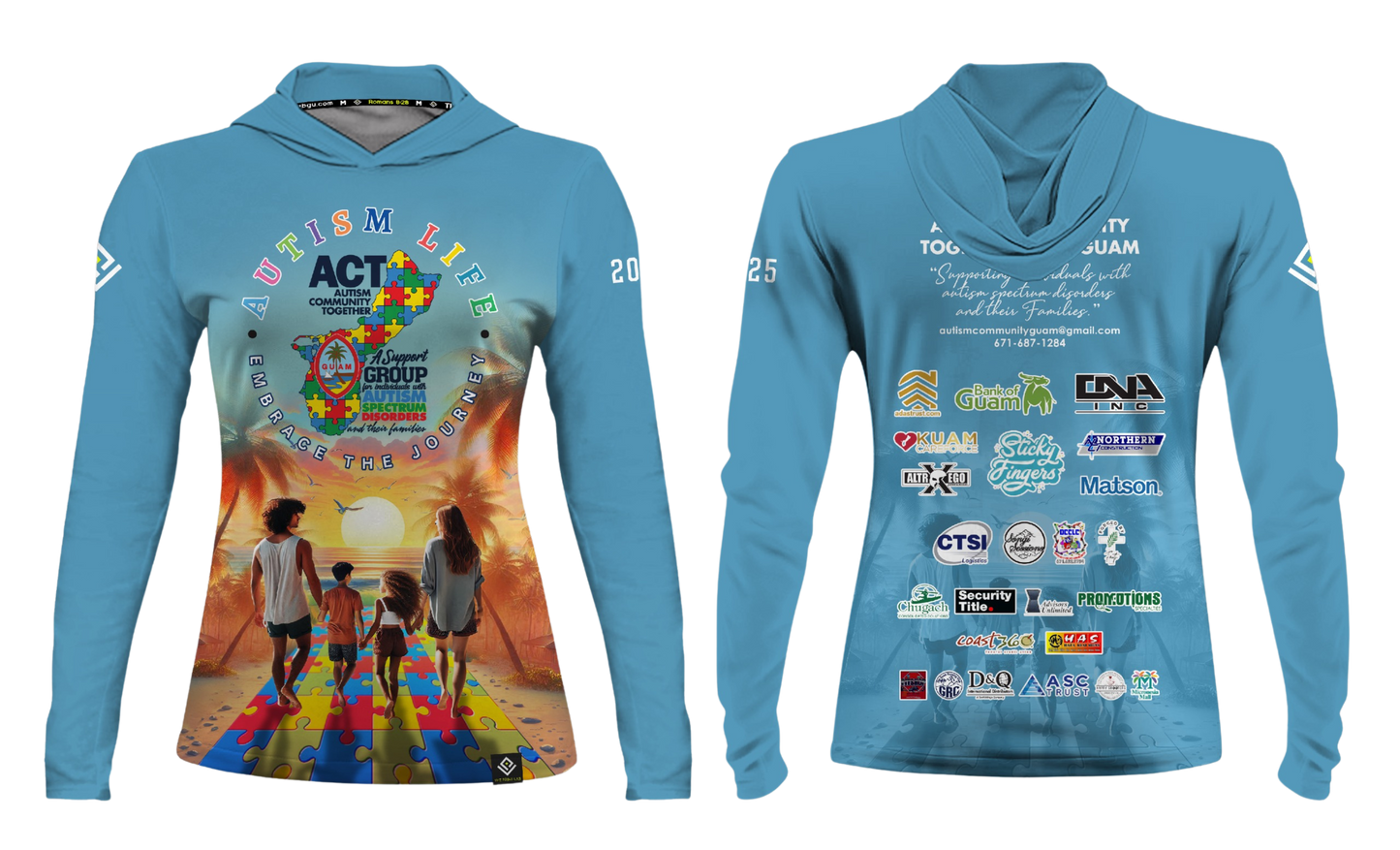 AUTISM COMMUNITY TOGETHER Sublimated Women's Long Sleeve with Hood