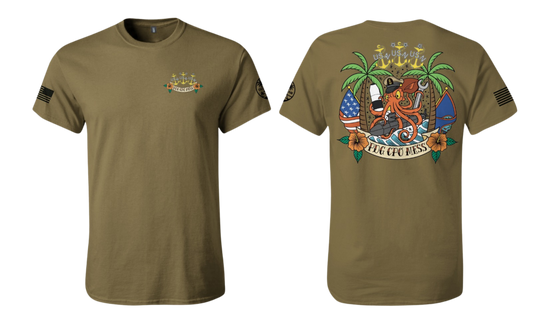 USN PDG CPO MESS Screenprint Men's Cotton T-shirt (Coyote Brown)