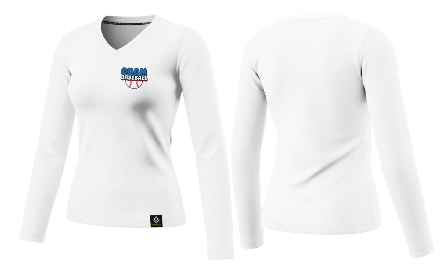 GUAM LITTLE LEAGUE Sublimated Women's Long Sleeve (Crest Logo - White)