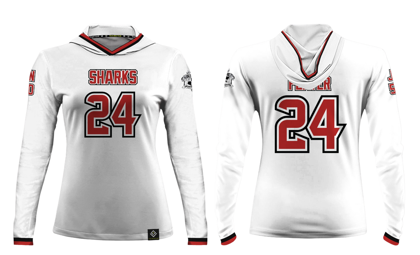 SIMON SANCHEZ FOOTBALL Sublimated Women's Long Sleeve with Hood