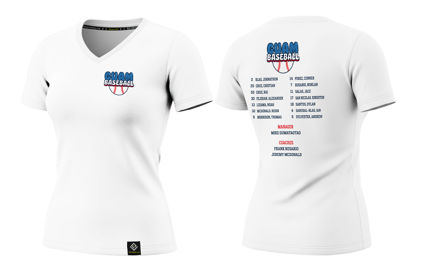 GUAM LITTLE LEAGUE Sublimated Women's T-shirt (Rosters - White)
