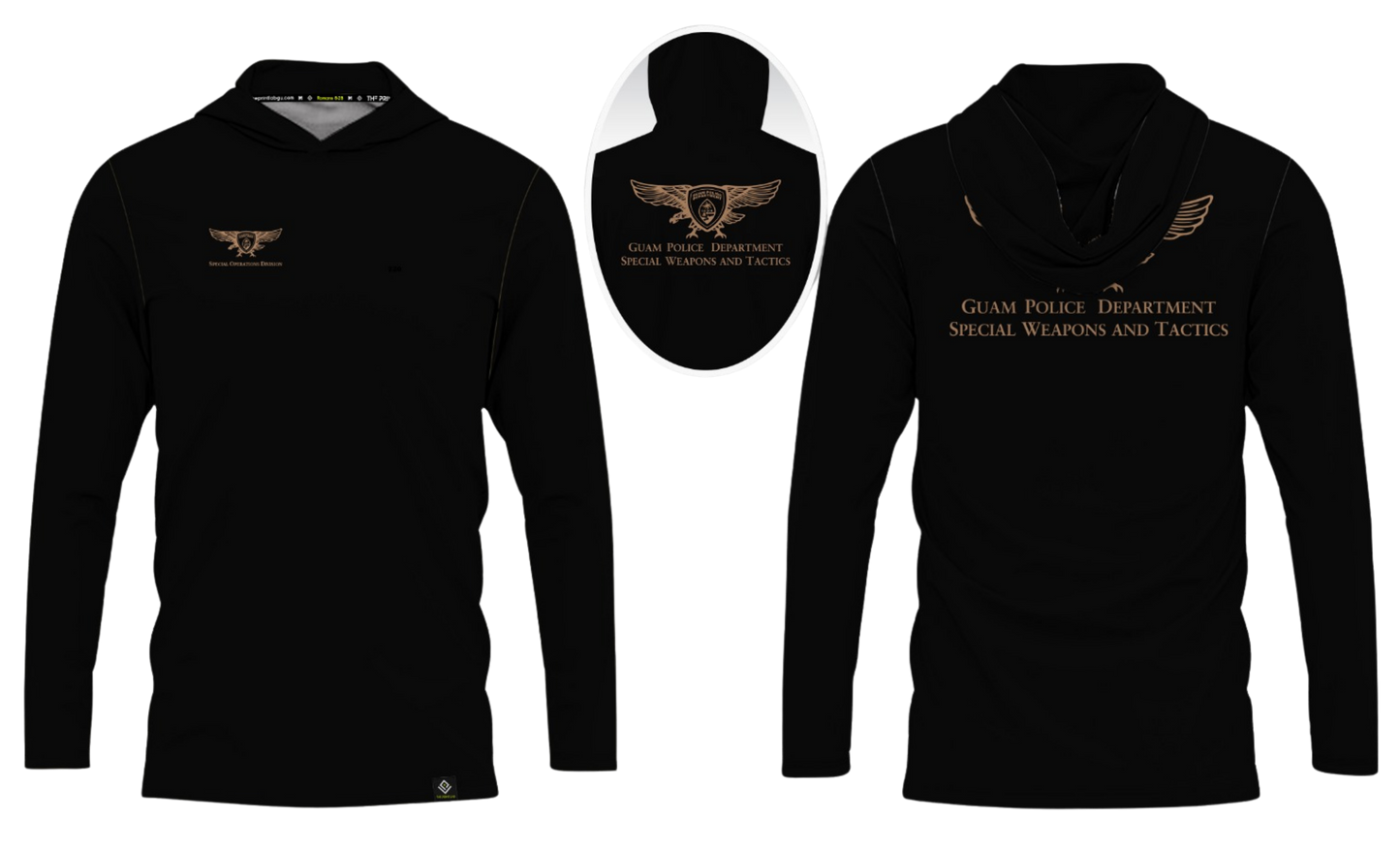 GUAM POLICE DEPT. Sublimated Men's Long Sleeve with Hood (SPECIAL OPERATION DIVISION)