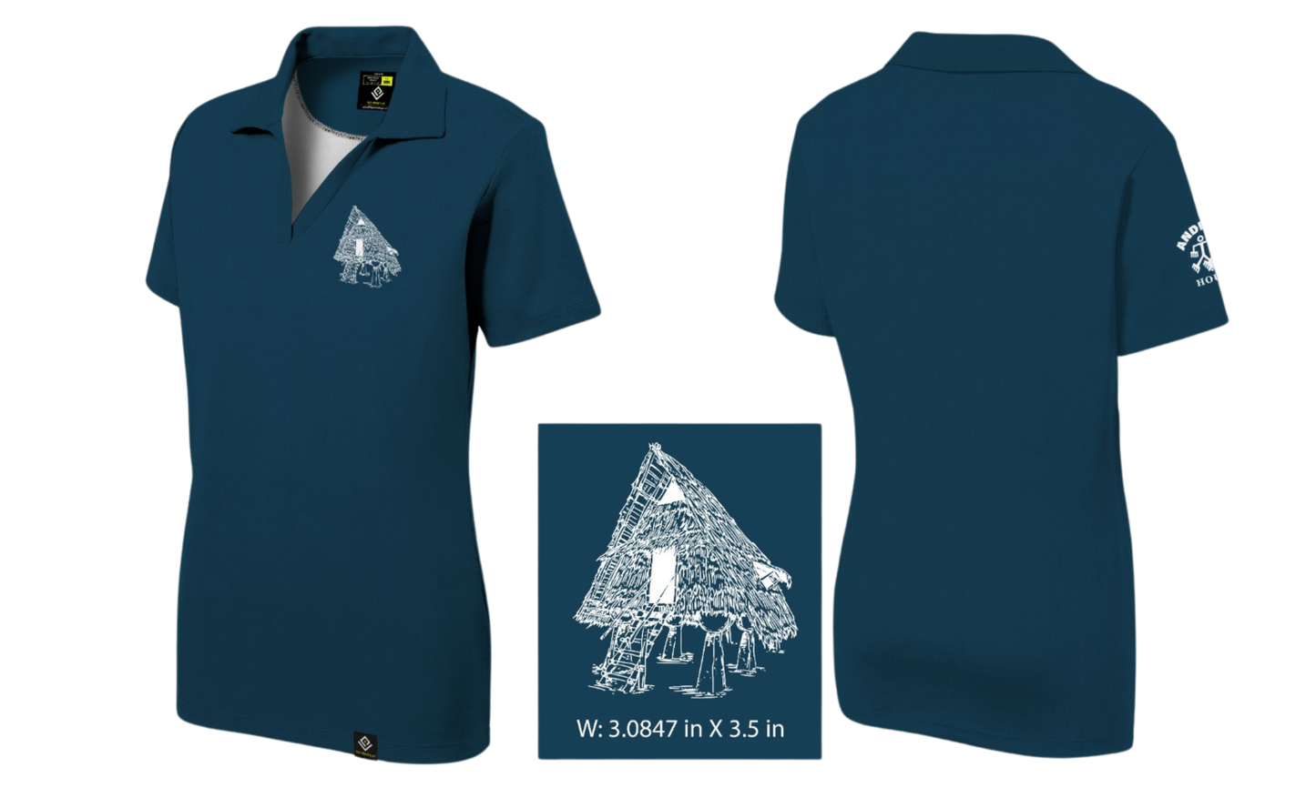ANDERSEN FAMILY HOUSING Sublimated Women's V-neck Polo (Navy Blue)