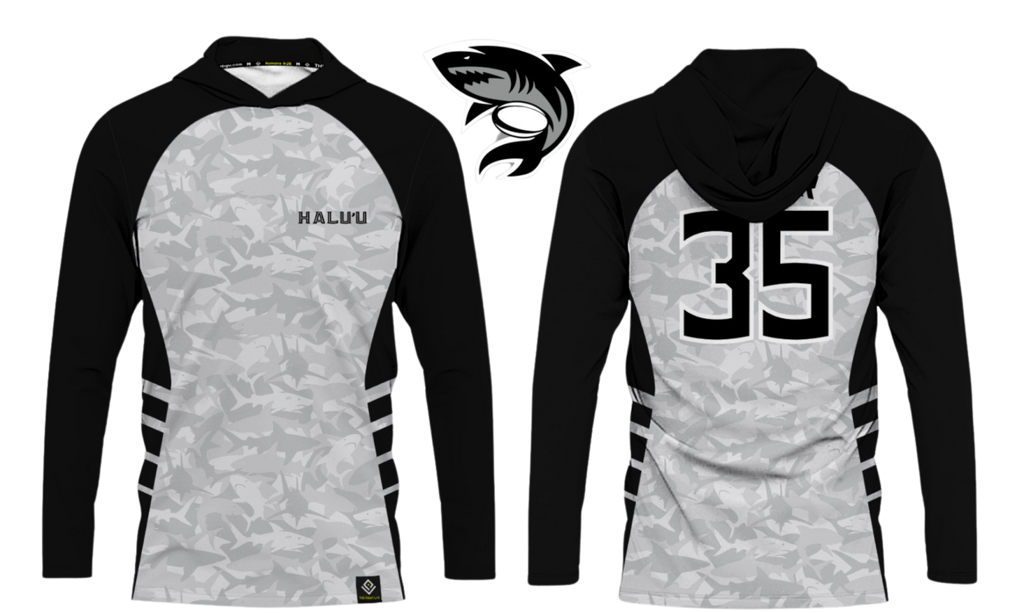 HALU'LU - SSHS RUGBY Sublimated Men's Long Sleeve with Hood (Black)