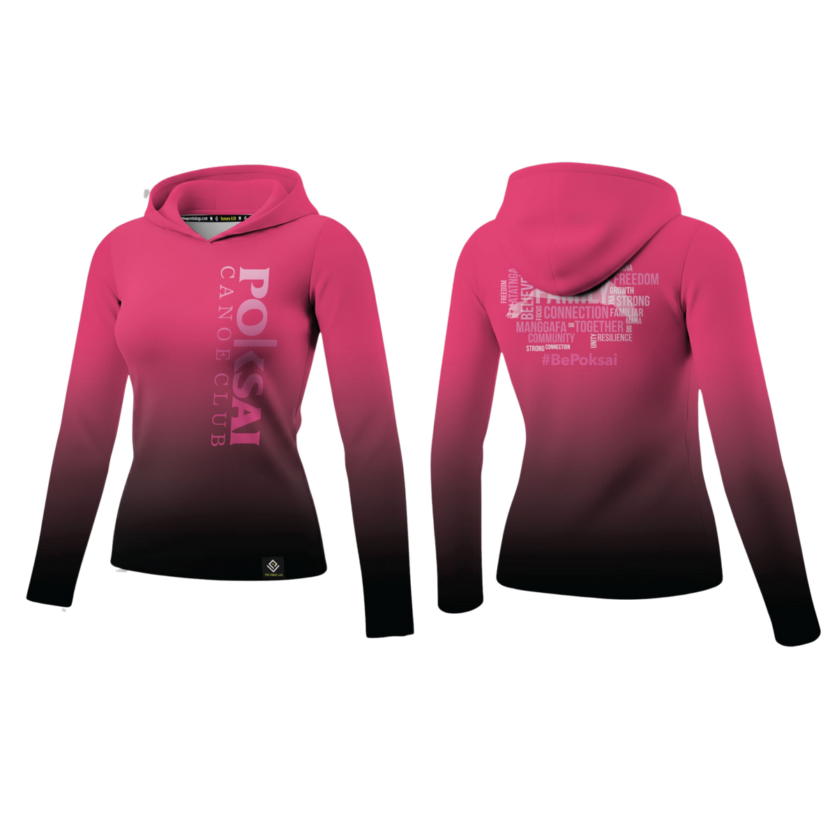 POKSAI CANOE Sublimated Women's Long Sleeve with Hood (Pink)