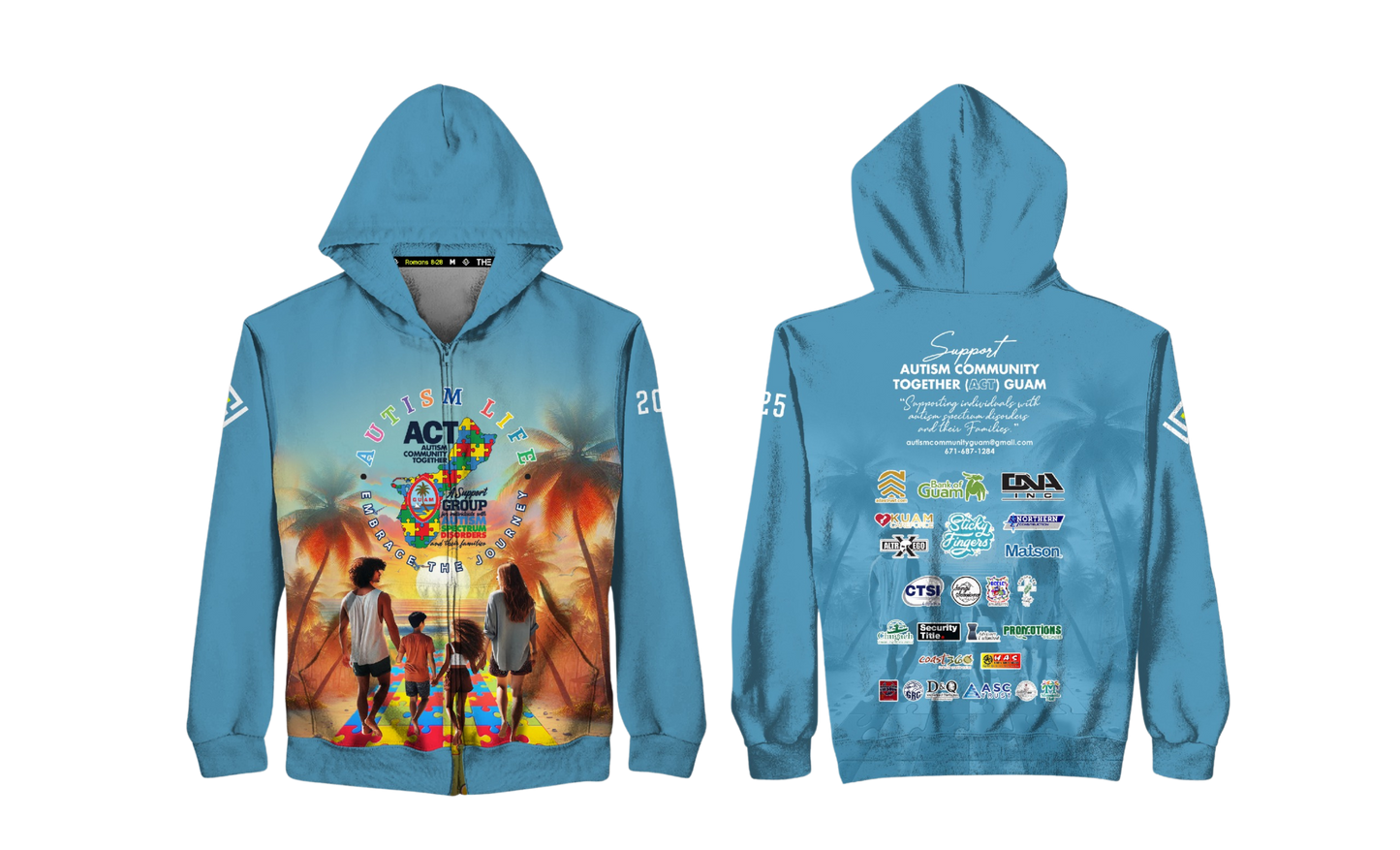 AUTISM COMMUNITY TOGETHER Sublimated Hybrid Zipper Hoodie Jacket