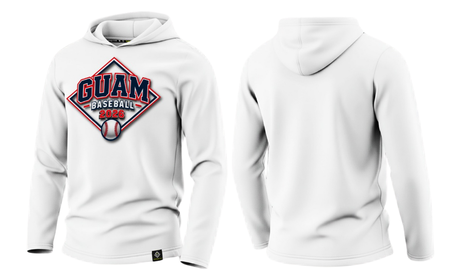GUAM LITTLE LEAGUE Sublimated Men's Long Sleeve with Hood (Front Logo - White)