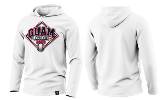 GUAM LITTLE LEAGUE Sublimated Men's Long Sleeve with Hood (Front Logo - White)