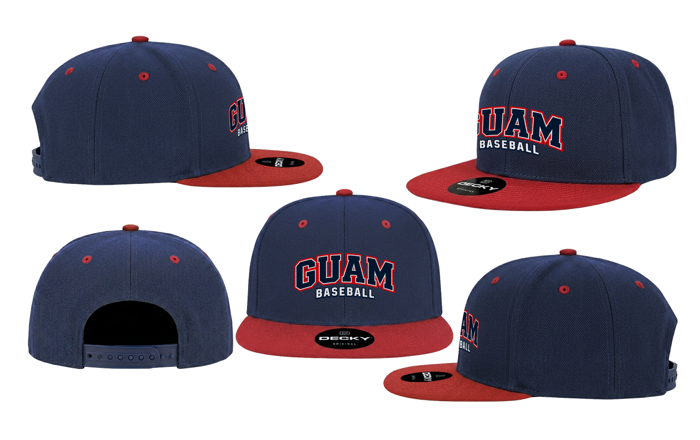 GUAM LITTLE LEAGUE Youth Snap Back Hat (Navy Blue & Red - Guam Baseball)