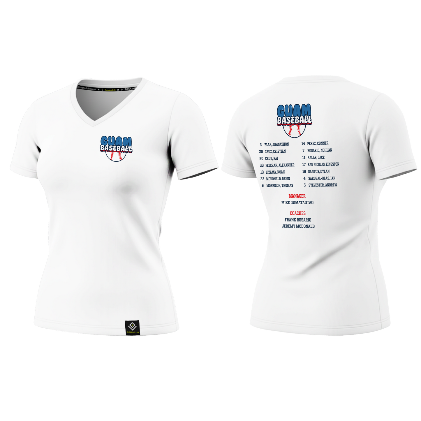 GUAM LITTLE LEAGUE Sublimated Women's T-shirt (Rosters - White)