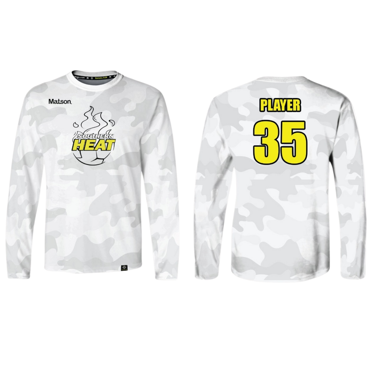 SOUTHERN HEAT SOCCER Sublimated Men's Long Sleeve (White-Yellow)