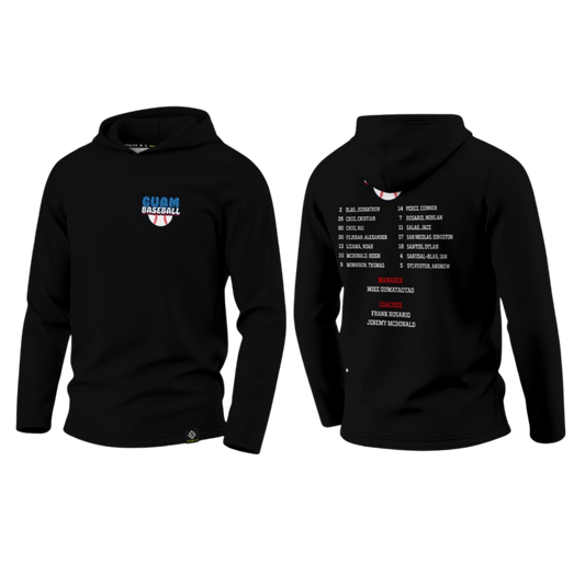 GUAM LITTLE LEAGUE Sublimated Men's Long Sleeve with Hood  (Rosters - Black)
