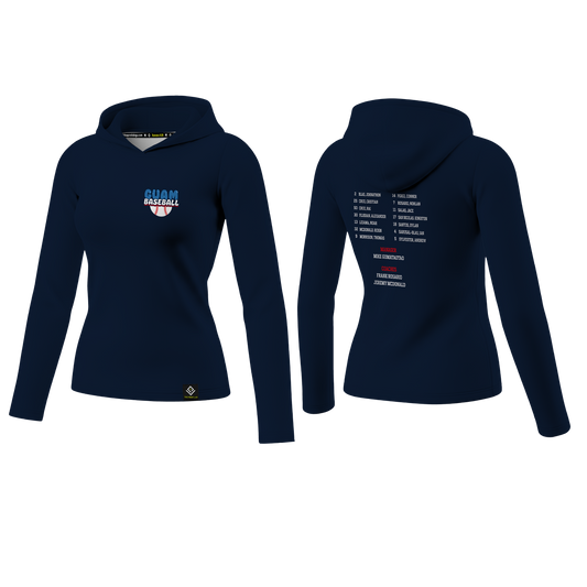 GUAM LITTLE LEAGUE Sublimated Women's Long Sleeve w/ Hood (Rosters - Navy Blue)