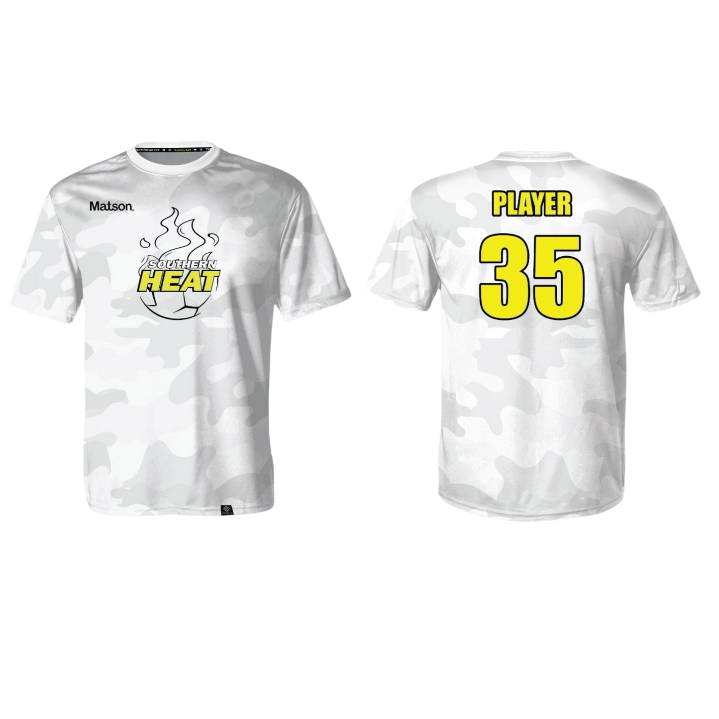 SOUTHERN HEAT SOCCER Sublimated Men's T-shirt (White-Yellow)